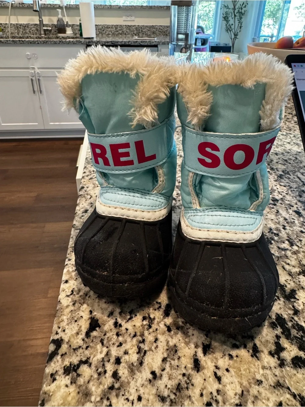 Sorel Light Blue Faux-Fur Lined Kids Boots